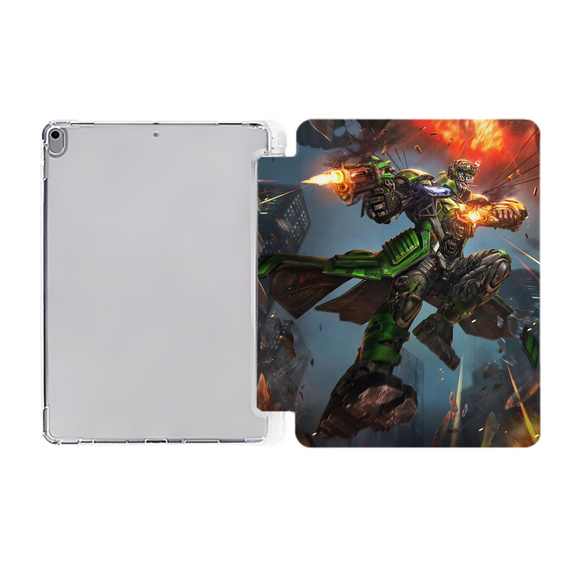 （画像用） Transformers トランスフォーマー IPad ケース ペン収納付き 三つ折りスタンド PUレザー×シリコン 対応機種9.5/10.5/10.9インチ